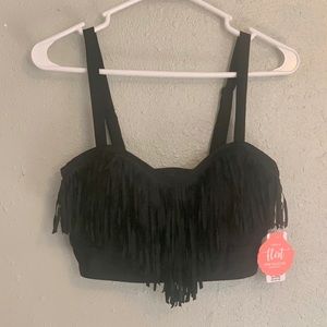 Torrid Black Fringe Bikini Top